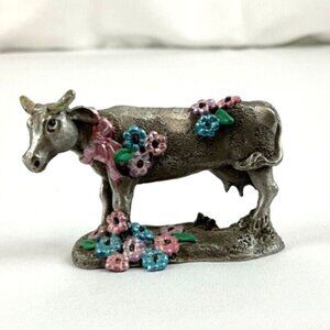 Gallo Pewter E. Vincent, Hand Painted Cow Signed & Dated 1992
